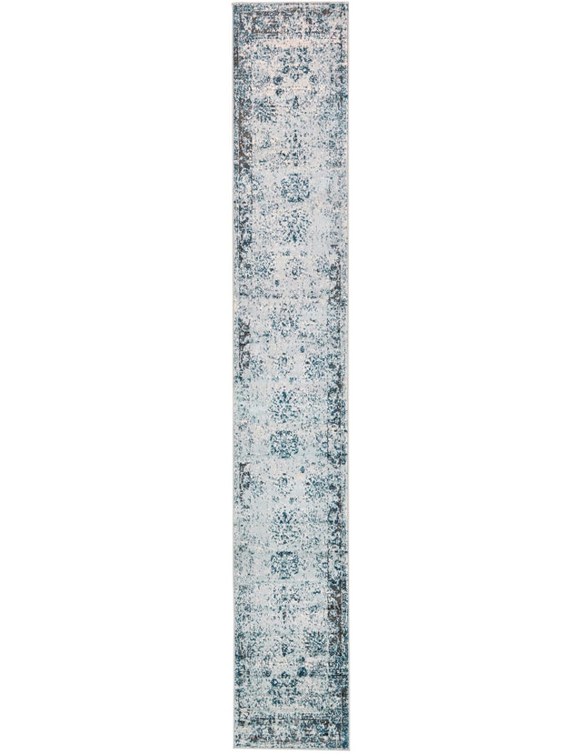 Unique Loom 3134067 Sofia Collection 2 Feet (2' x 13') Runner Traditional Oriental Distressed Vintage Area Rug, 2.5 x 13, Light Blue