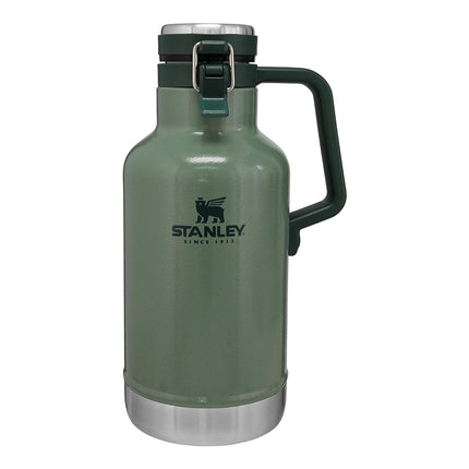 STANLEY Classic Vacuum Growler, 64 oz Capacity, Stainless Steel, Hammertone Green (10-01941-063)