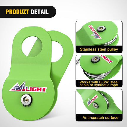 Nilight 8 Ton Winch Snatch Block Towing Pulley Blocks 17,000 LBS Capacity (Green), Winch Hook Accessories, Heavy Duty Offroad Recovery Accessory for Truck, Tractor, ATV & UTV