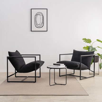 Zinus Aidan Sling Accent Chair Metal Frame Foam Black