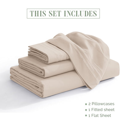 Elegant Comfort Luxurious 1500 Premium Hotel Quality Microfiber 4-Piece Sheet Set, 18-24 Inches Deep - Extra Deep Pocket Sheets - Ultra Soft 4PC Deep Pocket Sheets, King, Cream
