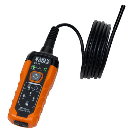 Klein Tools ET21 WiFi borescope with light, inspection camera for iPhone and Android, waterproof camera, IP67 rating, adjustable LED lighting
