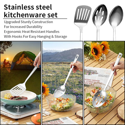 Berglander Portable Camping Cookware Set 23 Pieces Cookware Kit, Portable Outdoor Cooking and BBQ Ware for Travel, Picnics, Camping, BBQ, Party, and Other Outdoor Activities.