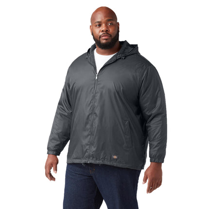 Dickies mens Fleece Lined Nylon Hooded Jacket, Dar
