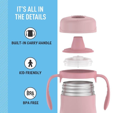Thermos Kids 7oz/210ml Stainless Steel Sippy Cup with Handles (Pastel Rose)