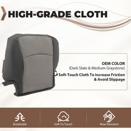ECOTRIC Car Seats Cover, Driver Side Bottom Cloth Seat Cover for 2009 2010 2011 2012 Dodge Ram 1500 SLT - LH Side Dark Gray