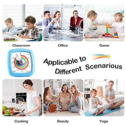 Secura 60-Minute Visual Timer, Silent Study Timer for Kids and Adults, Time Clocks, Time Management Countdown Timer for Teaching (Blue & Cloud)