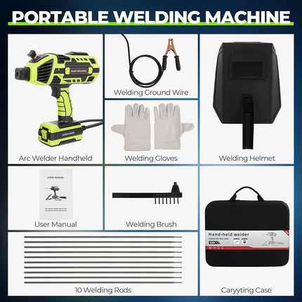 Handheld Welder Machine, 110V Portable Welding Machine with IGBT Inverter 6 Variable Current Adjustment 20-120Amp Handheld ARC Welder Gun for 1/16"-1/8" All Size Welding Rods(Green)
