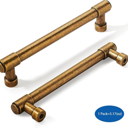 khtumeware 6 Pack 6 Inch(152mm) Vintage Antique Brass Cabinet Pulls Kitchen Cabinet Hardware for Cupboard Drawer Handles Dresser Pulls