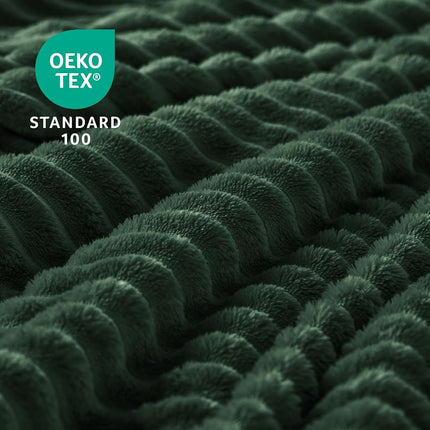 BEDELITE 3D Ribbed Emerald Green Fleece Twin Blanket for Couch, 60x80 Inch