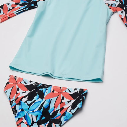 Ensemble de bain deux pièces Kanu Surf à manches longues pour filles, protection UV 50+, Rowan Blue, taille 8