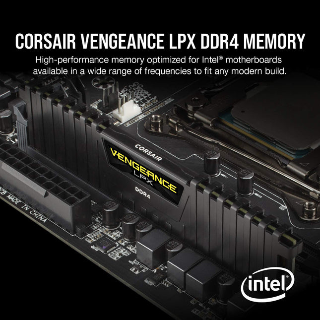 CORSAIR VENGEANCE LPX DDR4 RAM 32 GB (2x16 GB) 3200 MHz CL16-20-20-38 1.35 V Intel XMP AMD EXPO Memoria de computadora – Negro (CMK32GX4M2E3200C16)