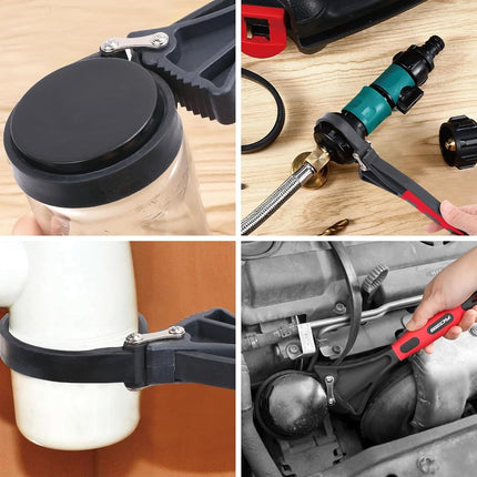 Rubber Strap Adjustable Wrench Set - 2-Piece Oil Filter Pipe Jar Opener 4"-6-3/8" Strong Grip Plumbers Universal Spanner Drain Sewer Cap Sink Pliers Nut Shower Head Valve Removal