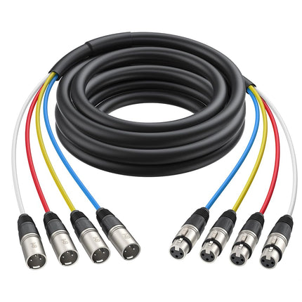 Cable Matters 4-Channel XLR Male to Female Snake Cable/XLR Snake Cable - 10ft, Professional Audio Connectivity with Shielding and Color-Coded Channels