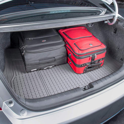Motor Trend Premium FlexTough Plus All-Protection DeepDish Front & Rear Mats with Trunk Cargo Liner - Combo Set - All Weather Traction Grips, Gray