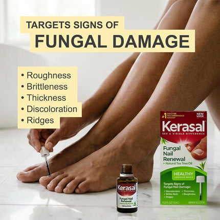 Kerasal Renewal Nail Repair Solution with Tea Tree Oil for Discolored and Damaged Nails, 0.33 Oz