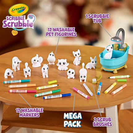 CRAYOLA Sribble Scrubbie Pets Mega Set 2.0, Color & Wash Creative Toy, Online for Kids, Age 3, 4, 5, 6