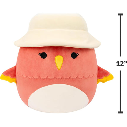 Squishmallows Original 12in Lullabi The Coral Hummingbird with Bucket Hat – Official Jazwares Plush (Medium-Sized)