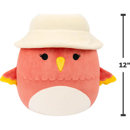 Squishmallows Original 12in Lullabi The Coral Hummingbird with Bucket Hat – Official Jazwares Plush (Medium-Sized)