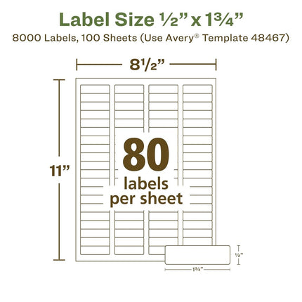 Avery White EcoFriendly Return Address Labels, 0.5 x 1.75 Inches, Box of 8000 (48467)