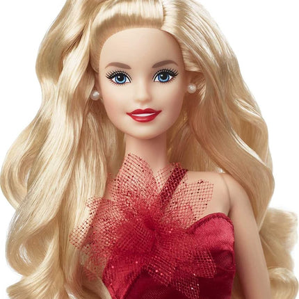 Barbie Doll, Barbie Signature 2022 Holiday Collectible, Blonde Wavy Hair, Doll Stand, Displayable Packaging, Collector Gift
