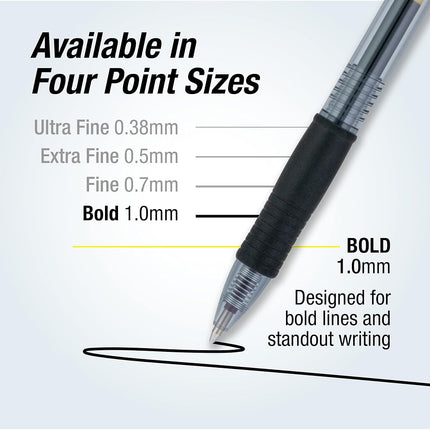 Pilot G2 Retractable Premium Gel Ink Roller Ball Pens, Bold Point, 2-Pack, Black Ink -31250