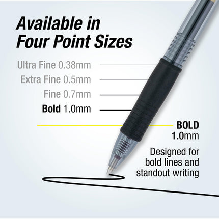 Pilot Pen G2 Premium Gel Rolling Ball Pen Bold 1.0mm Black, Acrylic, Multicoloured, 0.65 x 3.4 x 7.15 cm