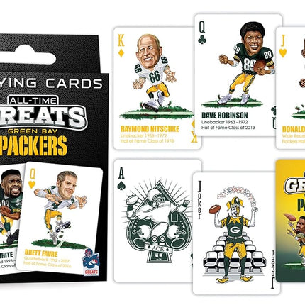 MasterPieces Family Games - Green Bay Packers All-Time Greats Playing Cards - Officially Licensed Playing Card Deck for Adults, Kids, and Family
