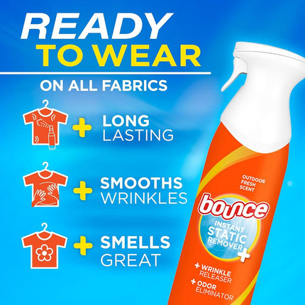 Bounce Rapid Touch-Up 3 in 1 Wrinkle Releaser Clothing Spray, 9.7 fl oz