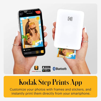 Kodak Step Slim Instant Mobile Photo Printer – Wirelessly Print 2x3” Photos on Zink Paper with iOS & Android Devices