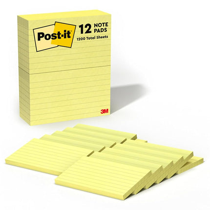 Original Notes, 3 x 5, Lined, Canary Yellow, 12 100-Sheet Pads/Pack