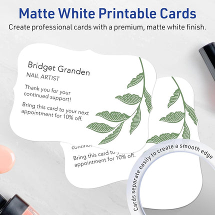Avery Printable Rectangle Cards, Flourished Edges, Sure Feed Technology, 6" x 9", Matte White Cardstock, Print-to-the-Edge, Laser/Inkjet, 50 Total, Great for Postcards and Thank You Cards