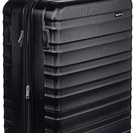 Amazon Basics Hard Shell Large Suitcase - Expandable ABS Travel Luggage with 4 Double Spinner Wheels - Scratch Resistant and Lightweight Construction - 78 x 52.6 x 32cm - Black