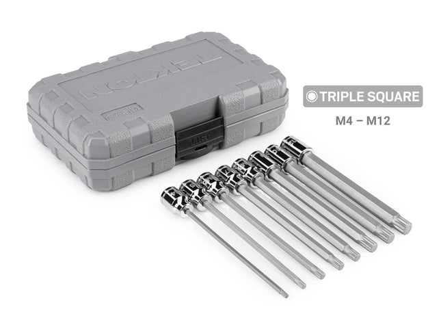 TEKTON 3/8 Inch Long Triple Square Bit Socket Set, 8-Piece (M4-M12) | SHB91318
