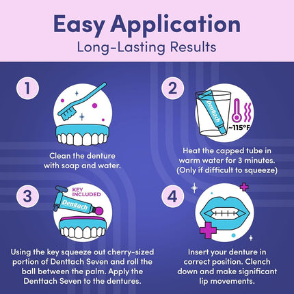 Denttach Denture Adhesive, Thermoplastic Denture Adhesive, Cushion and Reliner, Comfortable, Secure Denture Grip for Up to 7 Days, Non Glue, Zinc Free, Long Holding Denture Reliner