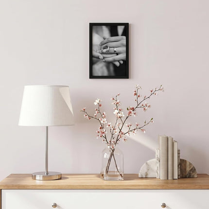Americanflat 6x9 Picture Frame with Shatter-Resistant Glass - Streamline Collection - Thin Border Photo Frame for Tabletop and Wall Display - Hanging Hardware and Easel Stand Included - Black