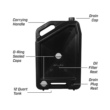 Chapin 78005 Low Profile 12 Quart (11.4 Liter) Oil Drain Container, fits most ATV's Tractors, Lawn mowers, Motorcycles and Low Clearance Vehicles, Made with Recycled Materials, USA Made