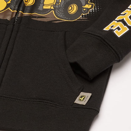 Sweat-shirt à capuche polaire zippé devant pour bébé et jeune enfant John Deere Tractor - noir - 2 ans