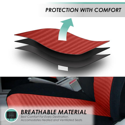 FH Group Front Set 3D Air Mesh Car Seat Covers for Low Back Car Seats with Removable Headrest, Universal Fit, Airbag Compatible Seat Cover for SUV, Sedan Red