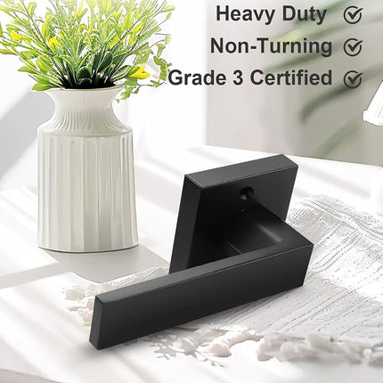 Tinewa Dummy Door Handle for Left Hand and Right Hand, Square Black Door Konb for Closet, Non-Turning Single Side Pull, 1 Pack