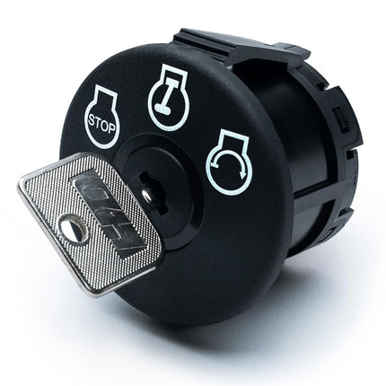 Interruptor de encendido de arranque HD SIN faros, 3 posiciones, reemplaza a John Deere AM132808 AM122881 LT133 LT155 LT166 LT190 LTR155 LTR166 G100 SST15 SST16 SST18 con 1 paraguas, 1 llave de acero y mosquetón