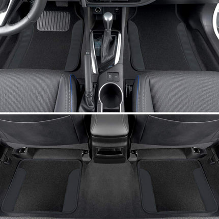 BDK Premium Gray Carpet Floor Mats for Cars - Universal Fit Interior 4-Piece Car Mats Full Set with Vinyl Heel Pad Protector - Cute Car Accessories Interior Floor Covers for SUVs & Trucks