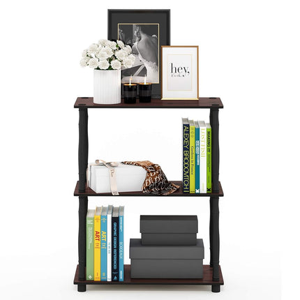 Furinno TURN-N-TUBE 3-Tier Tool-Free Corner Open Shelf, Dark Cherry