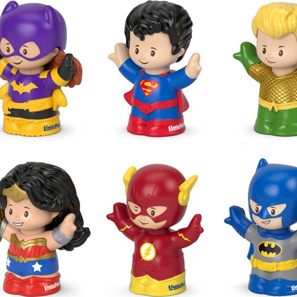Fisher-Price Little People Jouets pour tout-petits DC Super Friends Pack de 6 figurines de super-héros pour jeux d'imagination, 18 mois et plus