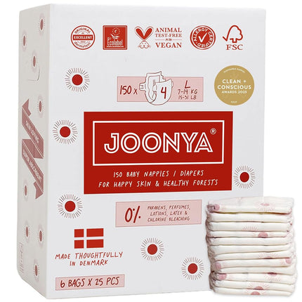 JOONYA Baby Nappies, Non-Toxic, Slim & Soft, Size 