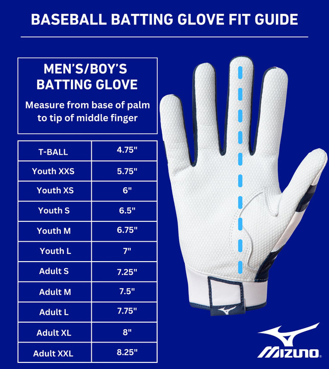 Mizuno MVP Youth Baseball Batting Glove, White-Gold, Medium