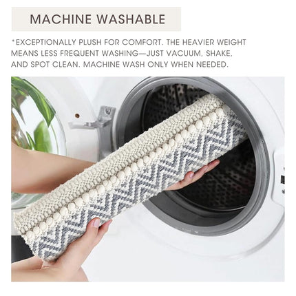 INK+IVY Bath Rug Hand-Woven Texture Shaggy Striped Soft & Water Absorbent, Boho Bathroom Décor Bath-Mats, Non-Slip Absorbent Quick Dry Mats for Tub, Shower Room, Asher, 20x32 Grey