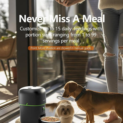 Yuposl Automatic Cat Feeder with Camera, 2L Automatic Cat Feeder, 5G WiFi APP Control, 1080P HD Video Night Vision, 1-16 Meals, 1-99 Portions, Desiccant to Keep Dry Food Fresh