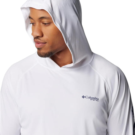 Columbia Men's Terminal Tackle Hoodie, White/Nightshade Logo, X-Small