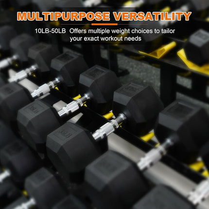 BalanceFrom Rubber Encased Hex Dumbbell in Pairs or Singles, Black